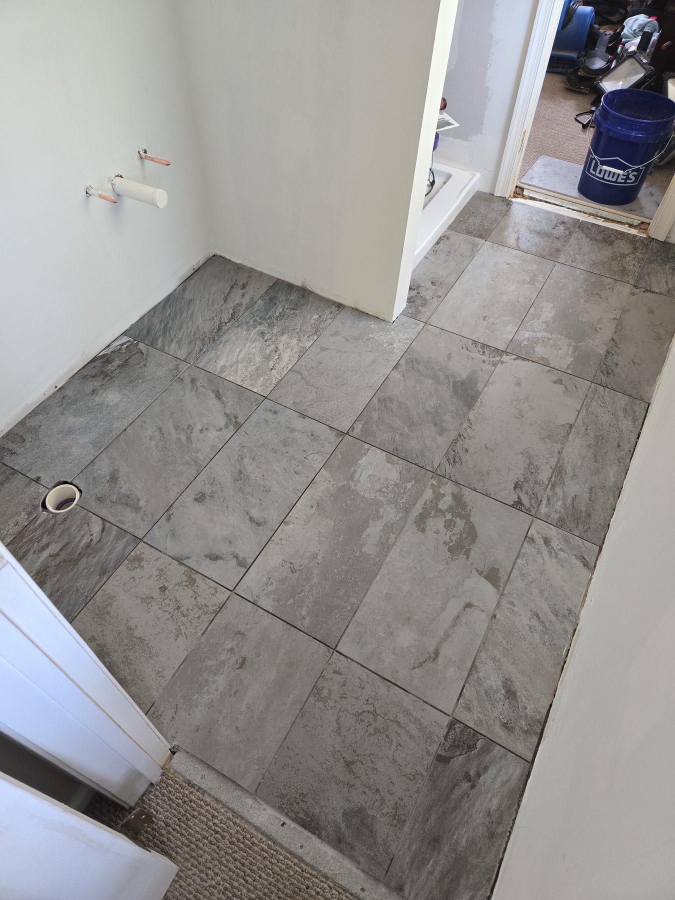 Bathroom floor tile installation